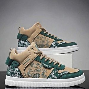 Brown and green sneakers